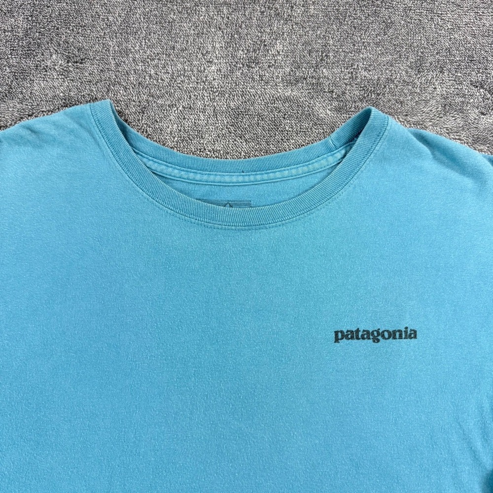 Patagonia Mens Long Sleeve P-6 Logo Organic Cotton T-Shirt Blue XL